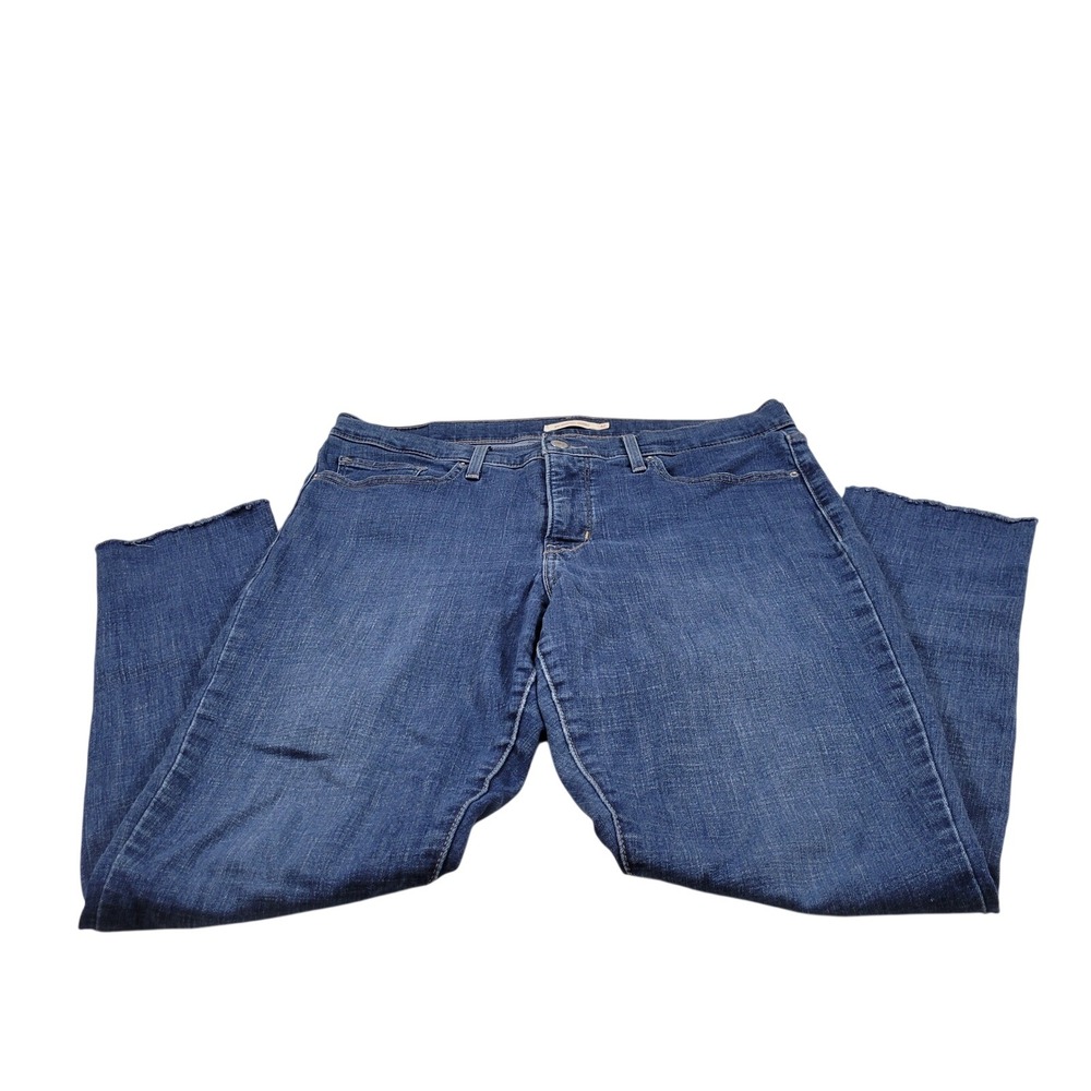Levi's 311 Shaping Skinny Jeans Women 32 Blue Excellent Raw Hem Mid Rise Stretch